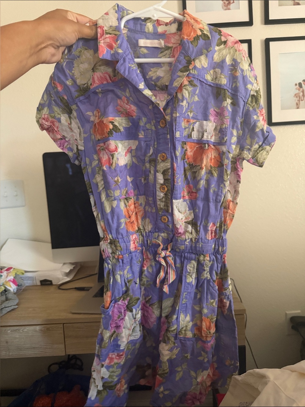 Zimmermann Lavender Floral Button-Front Kids One-Piece